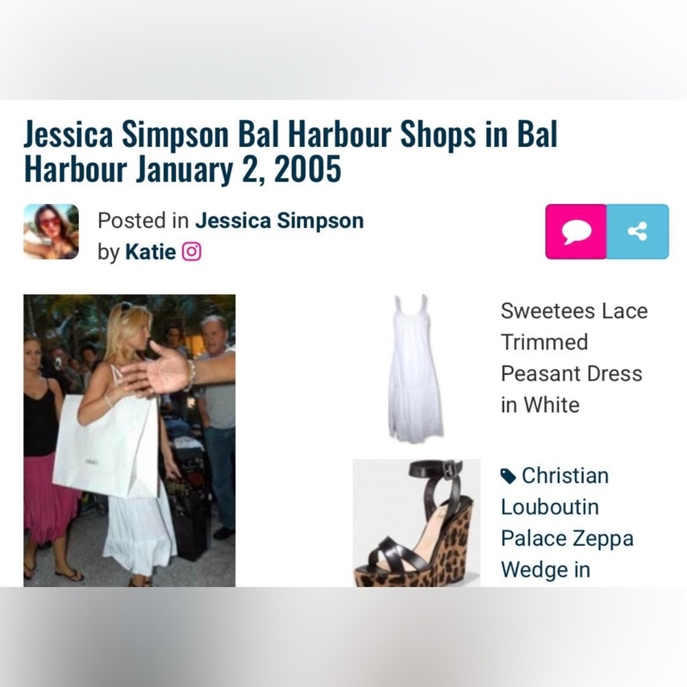 Sweetees Laced Trimmed White Peasant Dress ASO Jessica Simpson - Picture 2 of 6